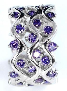 臻荣wish新款镶嵌紫水晶锆石戒指