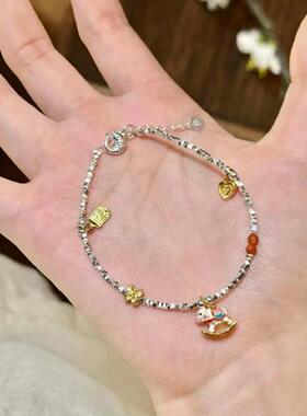 描金梦幻小马木马盘缠手链女碎银