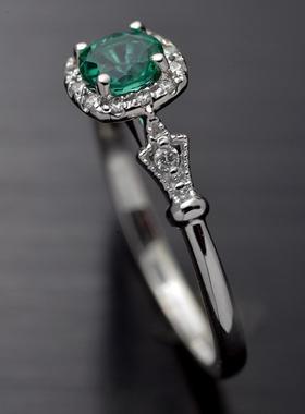 臻荣ebay热卖镶嵌绿色宝石戒指女