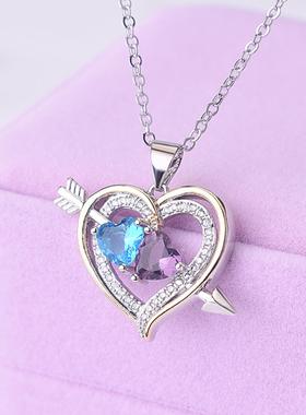 臻荣wish心心相印爱心形双色吊坠