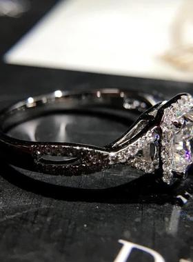 臻荣wish热卖6mm新款公主方钻戒