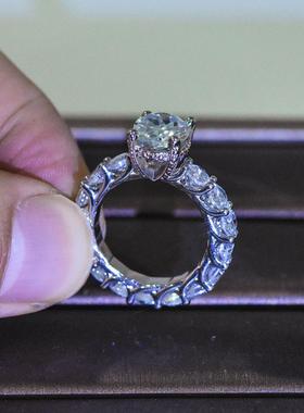 臻荣欧美满钻莫桑石戒指碎钻异形