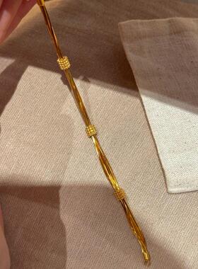 法式复古金色多层蛇骨流苏手链女