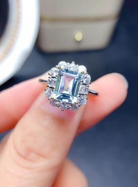 引流福利款黄钻女戒长方形祖母绿