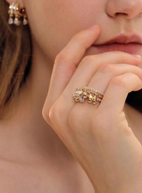 定格瞬逝美花火团簇戒指女小众
