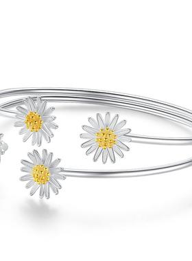 小雏菊银手镯韩版简约女ins小众