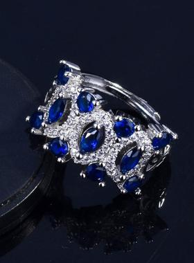 仿天然坦桑蓝宝石戒指镀pt950