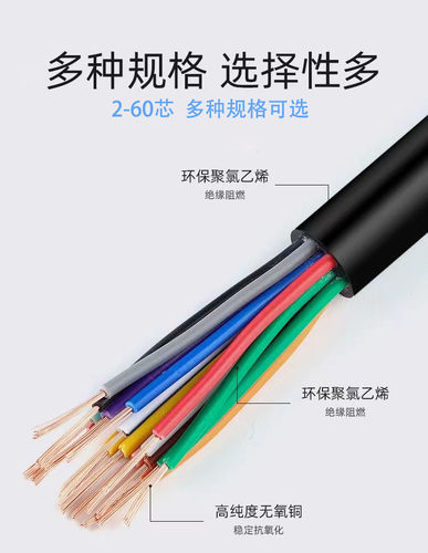 国标纯铜RVV6 7 8 10 12 16 20芯0.3 0.5 0.75 1平方软护套电缆 - 图2