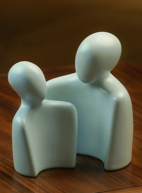 青澹汝窑抽象人物景德镇陶瓷客厅