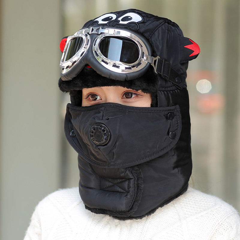 可爱雷锋帽女冬季韩版潮流保暖骑车防风帽子加厚防寒东北棉帽子男