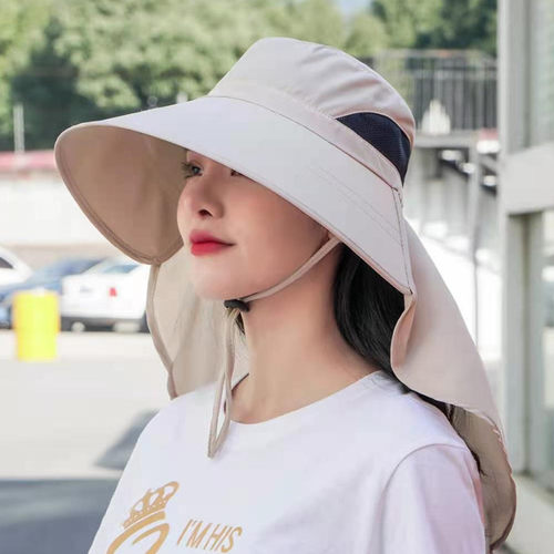 大檐遮阳帽女夏季防晒采茶凉帽户外骑车出游太阳帽子透气钓鱼帽男 - 图1