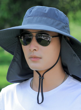 夏季大檐遮阳帽男防晒户外渔夫帽