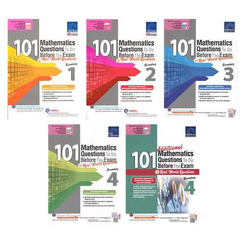 SAP 101 Mathematics Questions To Do Before The Exam + Real World Questions Secondary 新加坡初中数学练习册 英文原版 - 图0