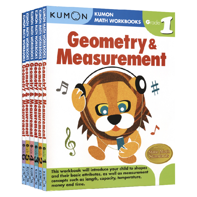 Kumon Math Workbooks Geometry& Measurement Grade 1-6公文式教育数学教辅学习几何和测量6册套装英文原版练习册-图3