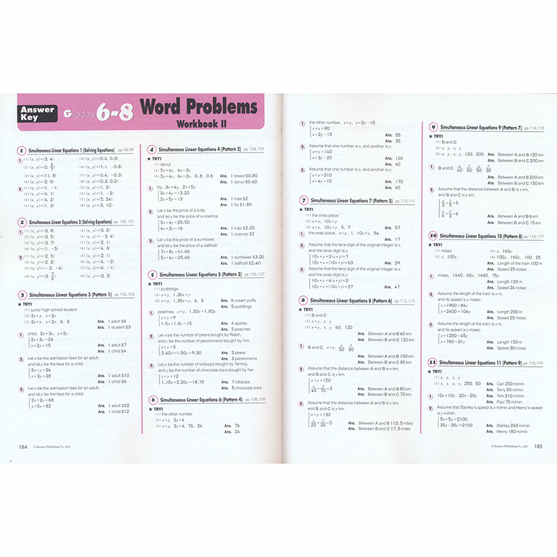 Kumon Word Problems Grades 6-8 Kumon-Style Education Math Application Practice 6-8 Grades English Workbook Diverse Question Types English Original Imported Children's Books