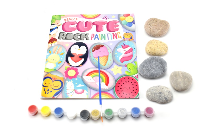 Really Cute Rock Painting Super Sweet Squishies 可爱石头绘画 可爱解压玩偶 艺术启蒙 益智活动 绘画材料包 英文原版进口图书