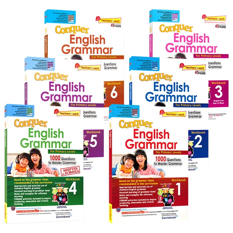 SAP Conquer Grammar Workbook 1-6年级小学6册英语语法训练练习册 带在线测评 攻克语法系列 7-12岁 新加坡小学英语教辅