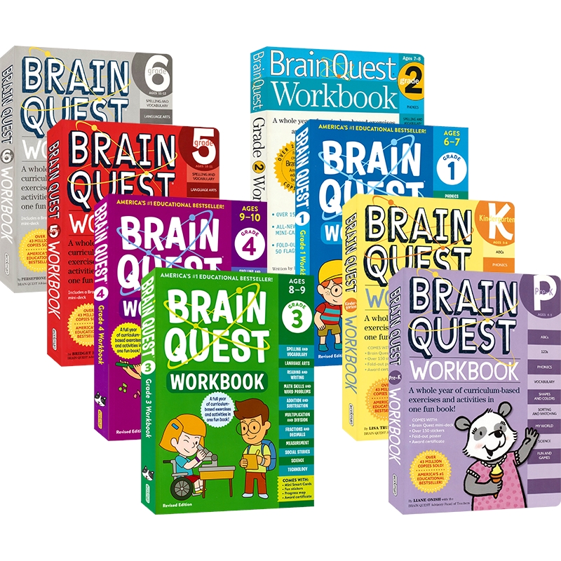 Brain Quest Workbook Prek-Grade 6 大脑任务 bq全科练习 益智训练 学龄前-6年级  英语 数学 科学 社会英文原版进口图书 - 图0