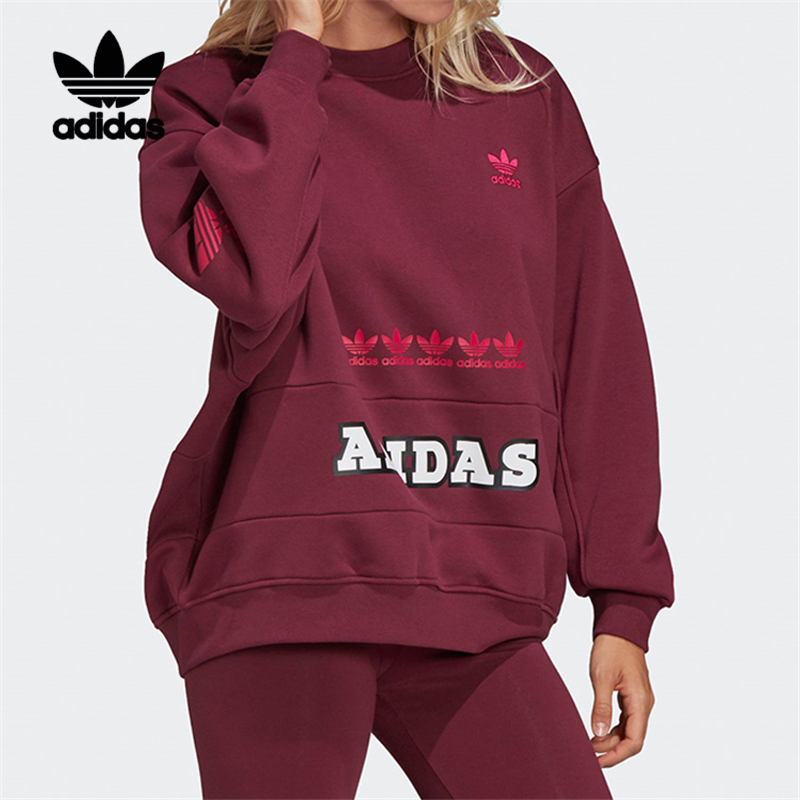 Adidas阿迪达斯三叶草卫衣女装加绒保暖运动圆领套头衫 H20451 - 图1