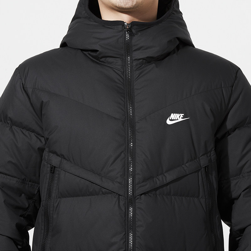 nike耐克黑色长款羽绒服男秋冬季防风保暖外套dd6789-010