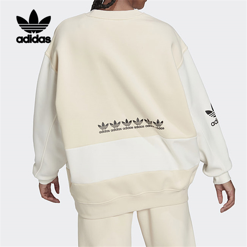 Adidas阿迪达斯三叶草卫衣女装加绒保暖运动圆领套头衫 H20451 - 图0