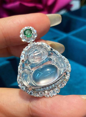 水沫玉大肚佛吊坠高冰佛公项坠