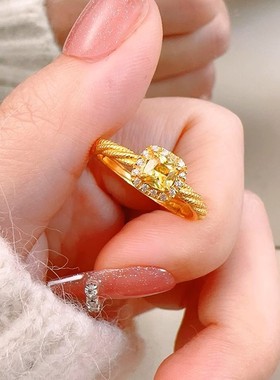 小方糖戒指女水晶满钻指环