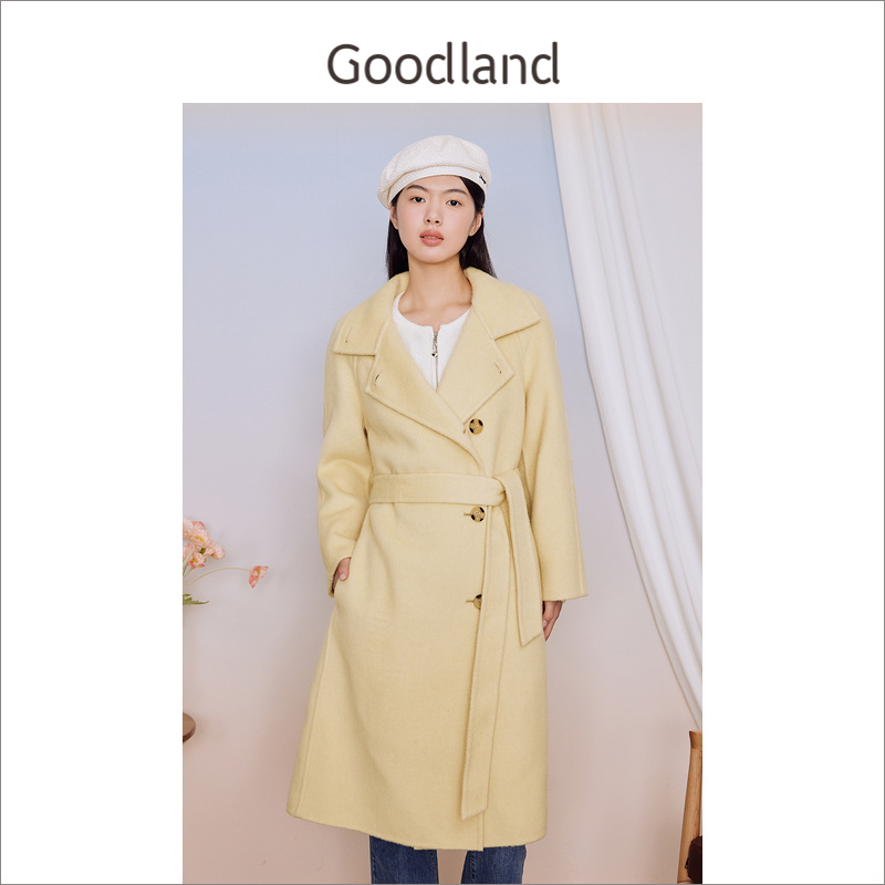 【骆驼绒+牦牛绒】Goodland美地女装冬季外套双面含羊毛呢大衣 - 图0