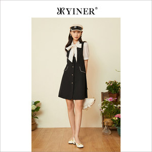 YINER音儿专选女装夏季小众设计裙子假两件连衣裙