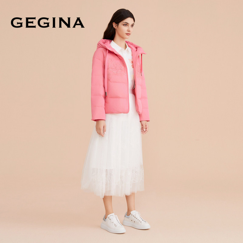【90鹅绒】GEGINA女装粉色短款羽绒服保暖抗风减龄短外套商场同款,淘宝优惠券,粉丝福利购,淘宝优惠卷