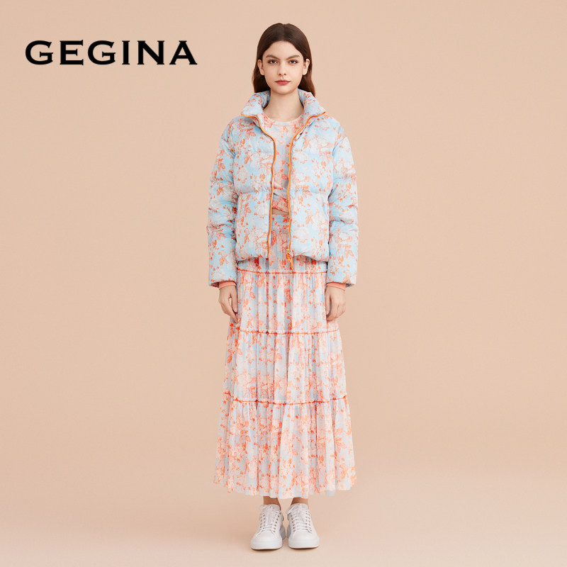 【印花】GEGINA吉吉娜女装年新款长袖雪纺衫短款女士上衣商场同款,淘宝优惠券,粉丝福利购,淘宝优惠卷