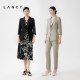 Langzi 2024 ແບບ summer ໃຫມ່ sleeve three-quarter slim waist one-button professional wool suit jacket for women
