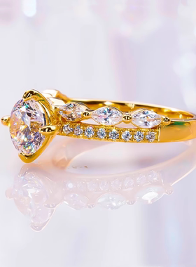 chinpin莫桑钻双层四爪戒指