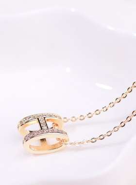 莫桑石时尚温柔H字母项链