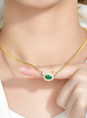 莫桑石3克拉祖母绿宝石奢华项链