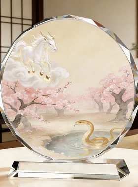 写意龙马衔春祥瑞摆件中式景观雕塑迎春启运居家办公国风工艺礼品