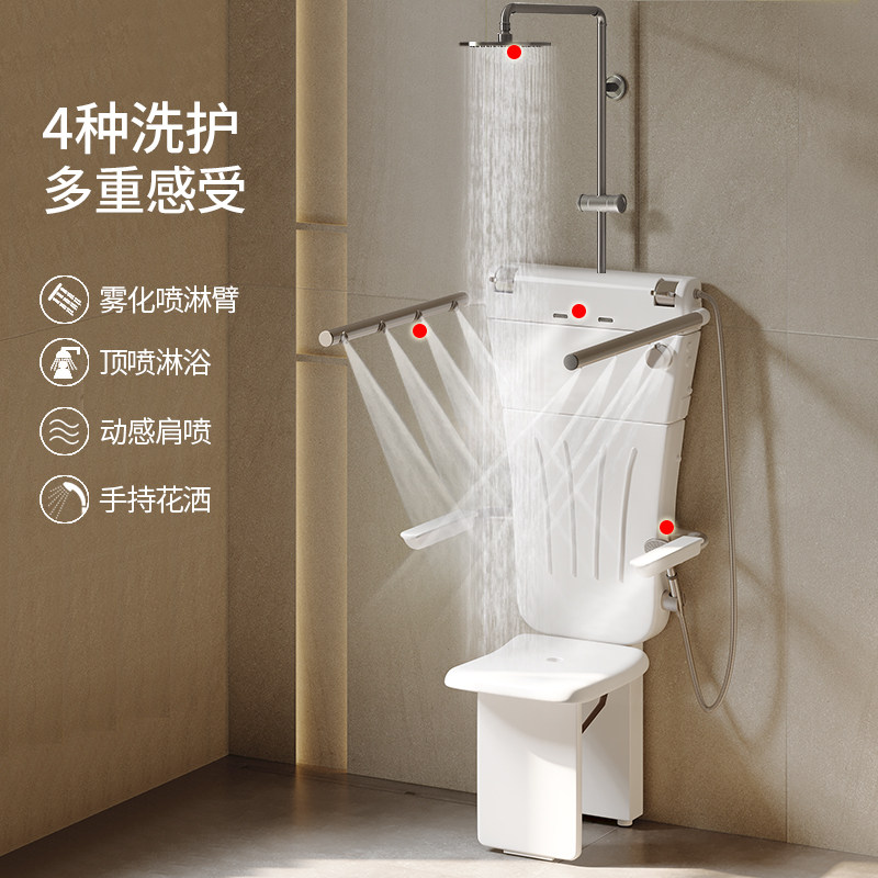 坐式恒温淋浴器多功能挂墙式坐浴器老人洗澡椅折叠淋浴屏花洒扶手,淘宝优惠券,粉丝福利购,淘宝优惠卷