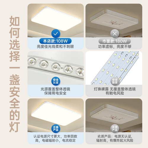 【包安装】正泰吸顶客厅灯现代简约灯具全屋套餐组合主灯卧室大灯 - 图3