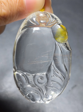 吊坠项链男女款式白水晶黄胶花