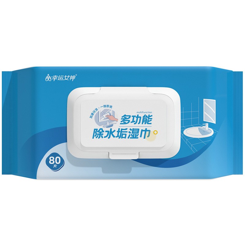 幸运女神浴室除水垢卫生湿巾卫生间80片装清洁水渍清除剂湿巾纸 - 图3
