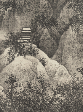 雪景新中式风禅意竖版走廊装饰画