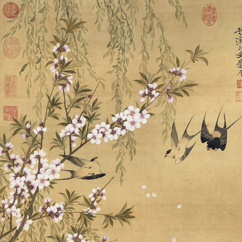 清恽寿平燕喜鱼乐图卷轴花鸟画装饰画客厅沙发玄关茶楼挂画字画,淘宝优惠券,粉丝福利购,淘宝优惠卷