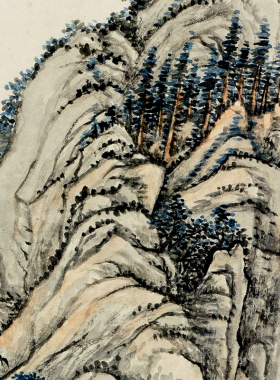 清张宗苍松阴清话图山水画卷轴