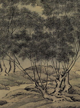 北宋杨柳暮归图古代山水画卷轴