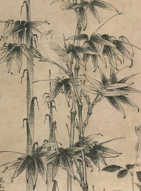 元王渊花竹山禽图古代花鸟画卷轴
