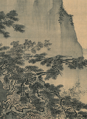南宋马远对月图古代山水画
