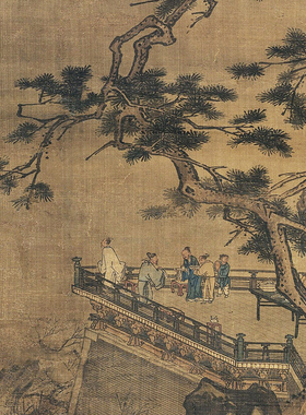 元孙君泽楼阁山水图古代山水画