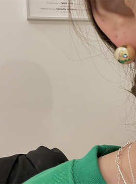 ins韩国925银12mm耳钉