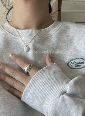 韩国ins胖胖的爱心项链纯银