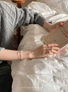 925银圆牌珠子手链显白高级感